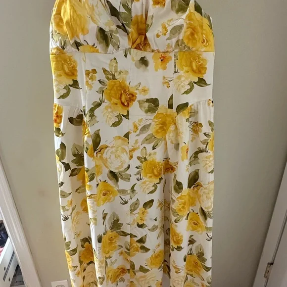 Mango Yellow and White Floral Midi Dress - Picture 4 of 8
